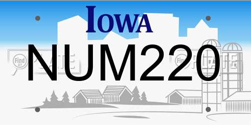 NUM220 Iowa License Plate