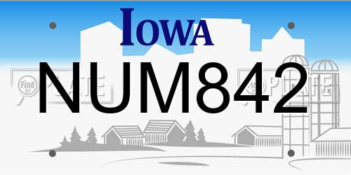 NUM842 Iowa License Plate