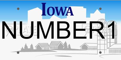 NUMBER1 Iowa License Plate