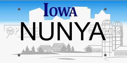 NUNYA Iowa License Plate