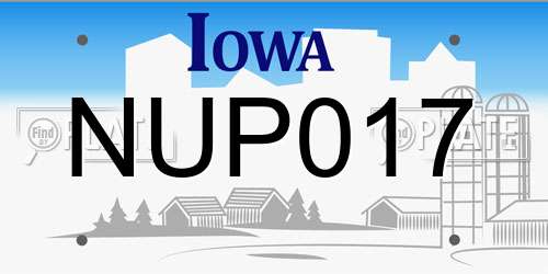 NUP017 Iowa License Plate
