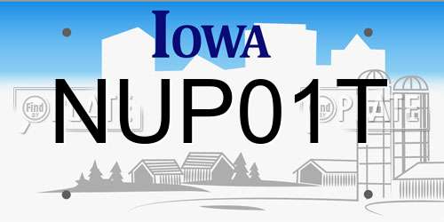 NUP01T Iowa License Plate