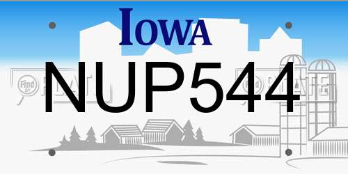 NUP544 Iowa License Plate