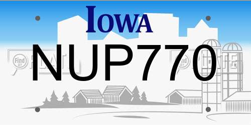 NUP770 Iowa License Plate