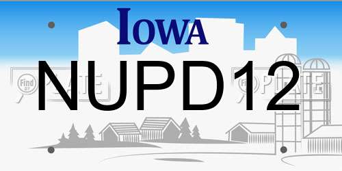 NUPD12 Iowa License Plate