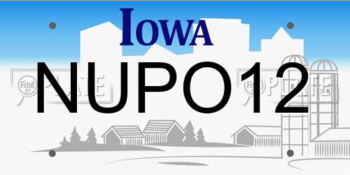 NUPO12 Iowa License Plate