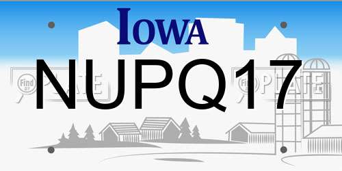 NUPQ17 Iowa License Plate