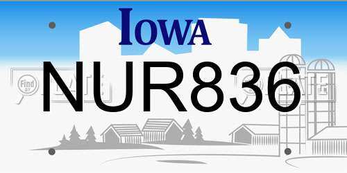 NUR836 Iowa License Plate