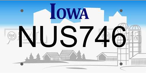 NUS746 Iowa License Plate
