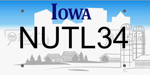 NUTL34 Iowa License Plate