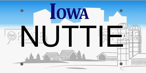 NUTTIE Iowa License Plate