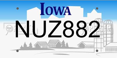 NUZ882 Iowa License Plate