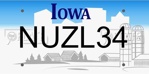 NUZL34 Iowa License Plate