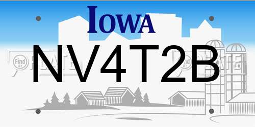 NV4T2B Iowa License Plate