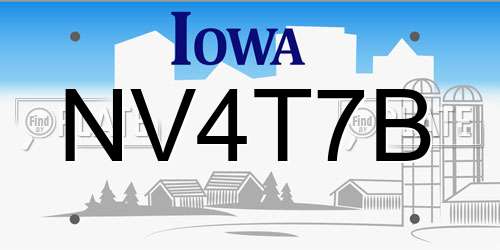 NV4T7B Iowa License Plate