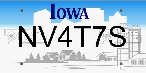NV4T7S Iowa License Plate