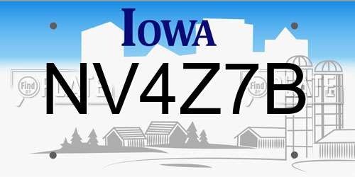 NV4Z7B Iowa License Plate