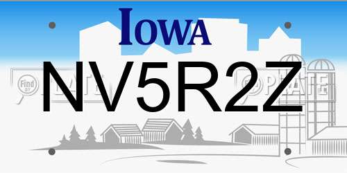 NV5R2Z Iowa License Plate