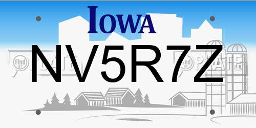 NV5R7Z Iowa License Plate