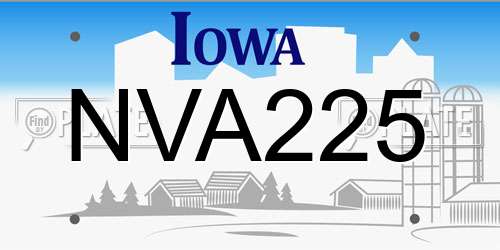 NVA225 Iowa License Plate