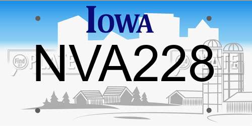 NVA228 Iowa License Plate