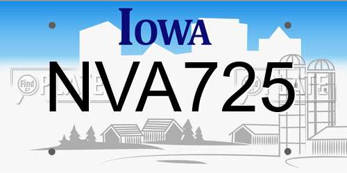 NVA725 Iowa License Plate