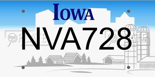 NVA728 Iowa License Plate