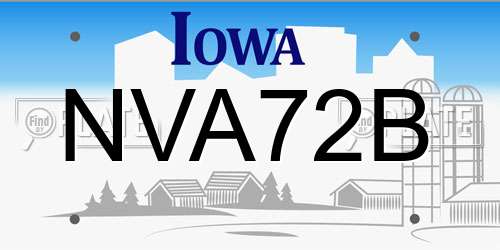 NVA72B Iowa License Plate
