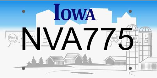 NVA775 Iowa License Plate