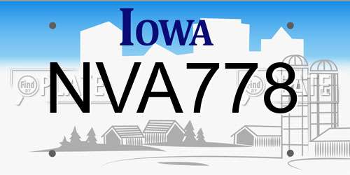 NVA778 Iowa License Plate