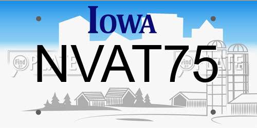 NVAT75 Iowa License Plate