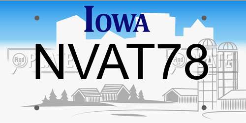 NVAT78 Iowa License Plate