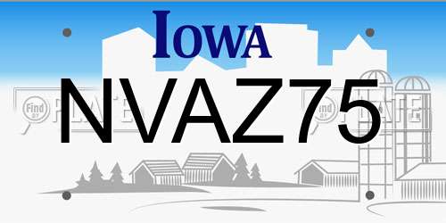 NVAZ75 Iowa License Plate