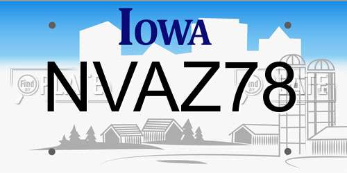NVAZ78 Iowa License Plate