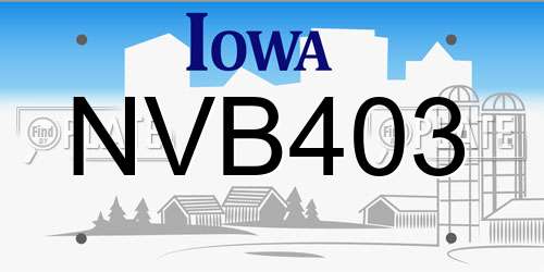 NVB403 Iowa License Plate
