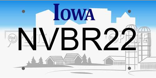 NVBR22 Iowa License Plate