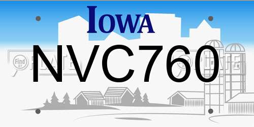 NVC760 Iowa License Plate