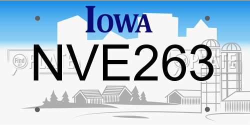 NVE263 Iowa License Plate