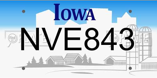 NVE843 Iowa License Plate