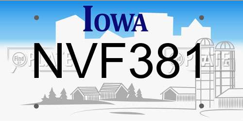 NVF381 Iowa License Plate