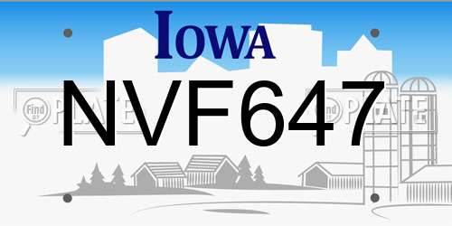 NVF647 Iowa License Plate