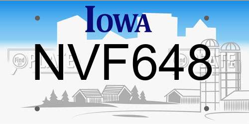 NVF648 Iowa License Plate