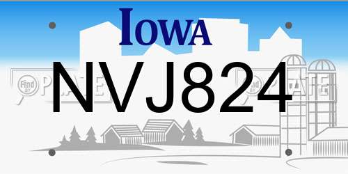 NVJ824 Iowa License Plate