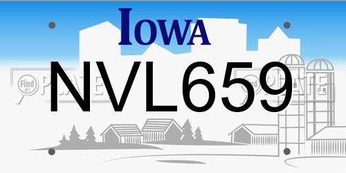 NVL659 Iowa License Plate