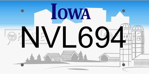 NVL694 Iowa License Plate