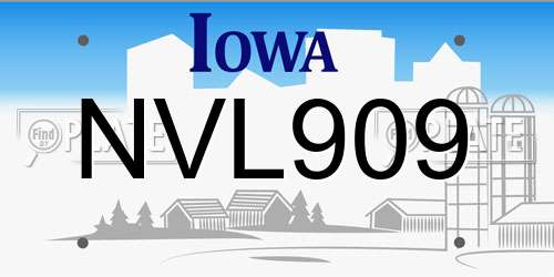 NVL909 Iowa License Plate