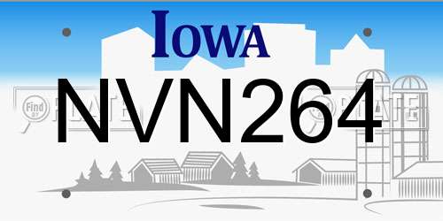 NVN264 Iowa License Plate