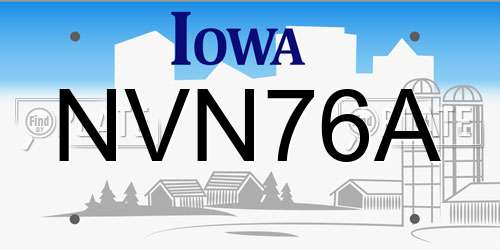 NVN76A Iowa License Plate