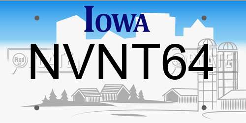 NVNT64 Iowa License Plate