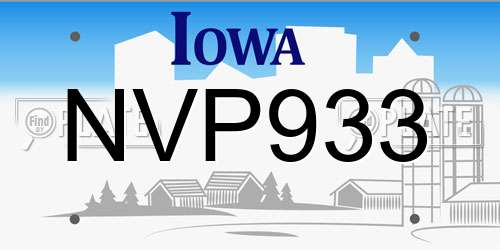 NVP933 Iowa License Plate